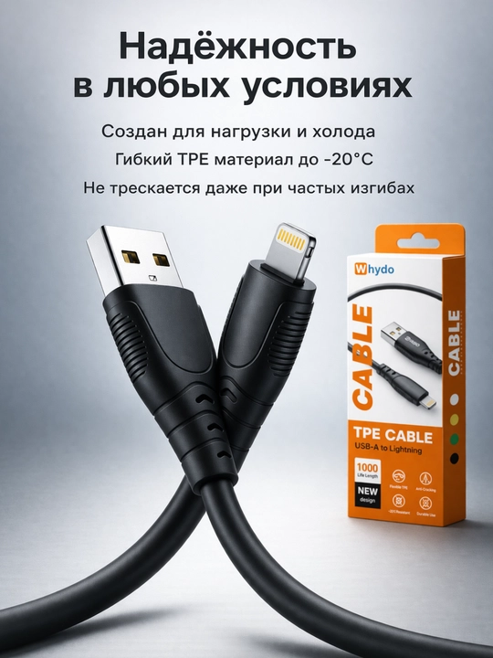 Зарядное устройство 65W GaN + кабель Lightning 1 м, быстрая зарядка