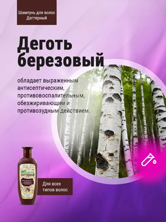 Soch uchun shampun Nevskaya Kosmetika, Degtyarniy, 250 ml