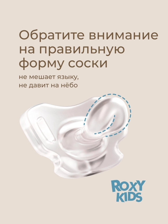 ROXY-KIDS yangi tug‘ilganlar uchun emzik, konteynerda, to‘liq silikon, 2 dona