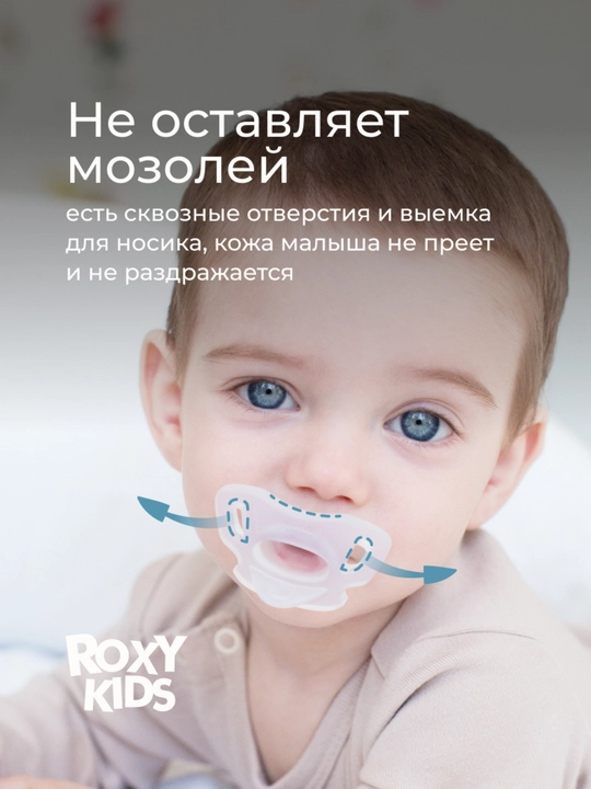 ROXY-KIDS yangi tug‘ilganlar uchun emzik, konteynerda, to‘liq silikon, 2 dona
