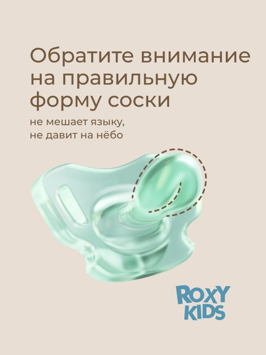 ROXY-KIDS соска пустышка для новорожденных в контейнере, цельносиликоновая, 2 шт