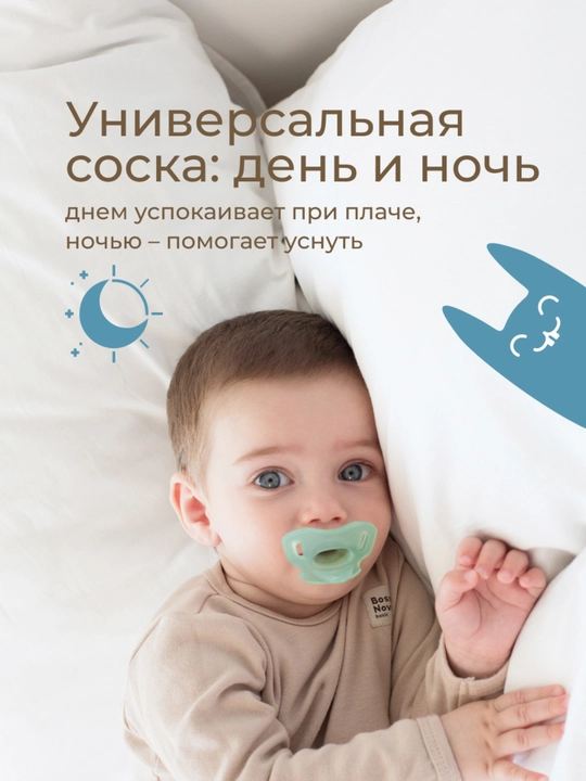 ROXY-KIDS соска пустышка для новорожденных в контейнере, цельносиликоновая, 2 шт
