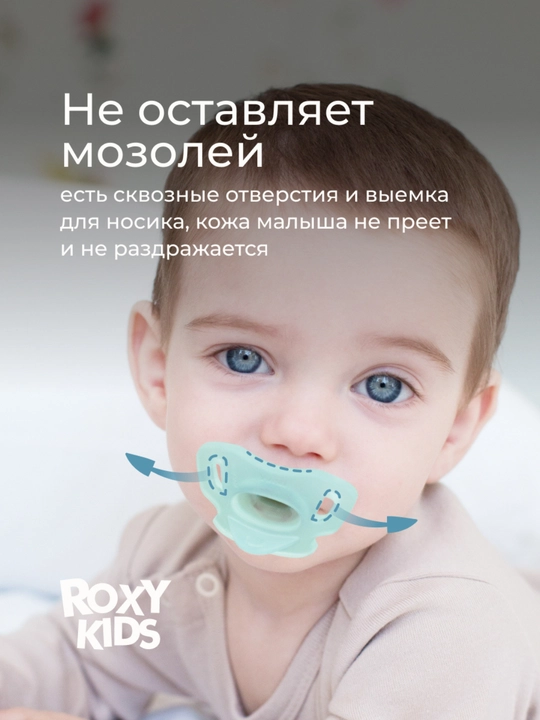 ROXY-KIDS соска пустышка для новорожденных в контейнере, цельносиликоновая, 2 шт