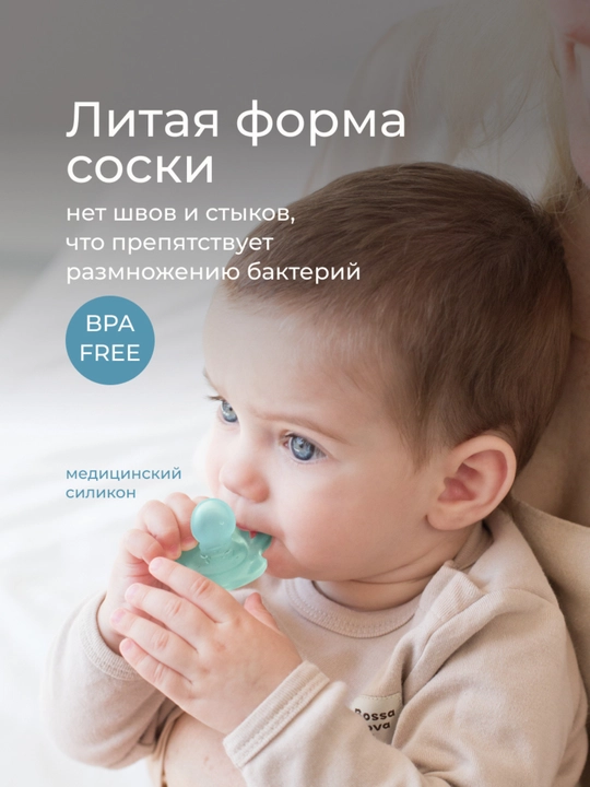 ROXY-KIDS соска пустышка для новорожденных в контейнере, цельносиликоновая, 2 шт