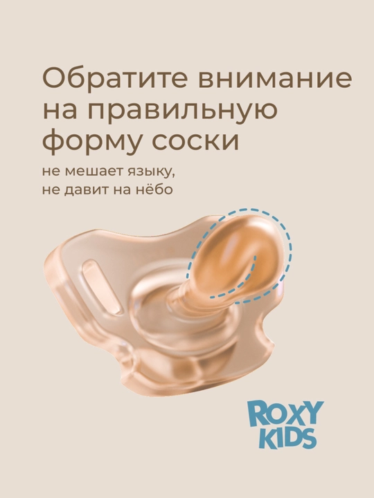 ROXY-KIDS соска пустышка для новорожденных в контейнере, цельносиликоновая, 2 шт