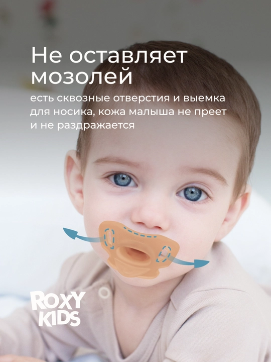 ROXY-KIDS соска пустышка для новорожденных в контейнере, цельносиликоновая, 2 шт