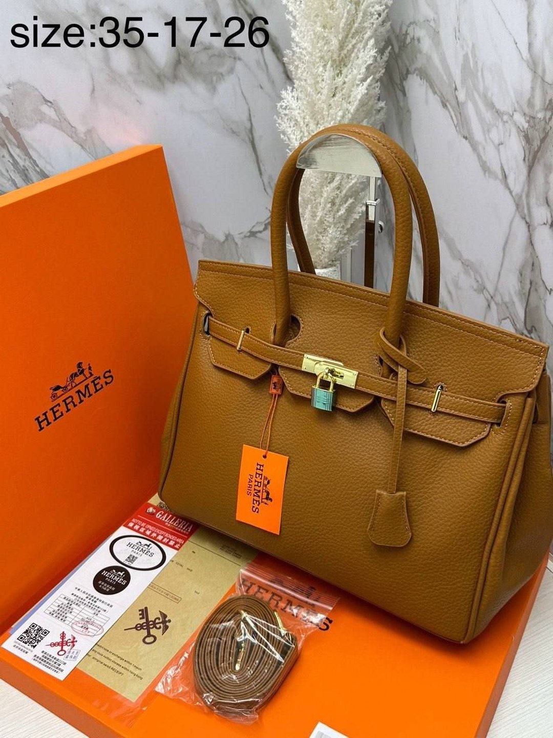 Ayollar uchun sumka Hermes uslubida, har kunlik foydalanish uchun mos - 