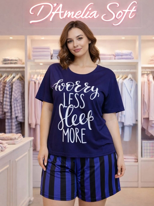 Uy kiyimi pijama set ayollar uchun yumshoq futbolka shortik comfy look - 