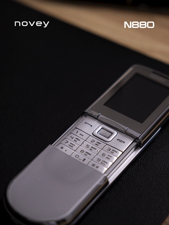 Novey N880 mobil telefon, tugmali telefon, metall, 2 SIM