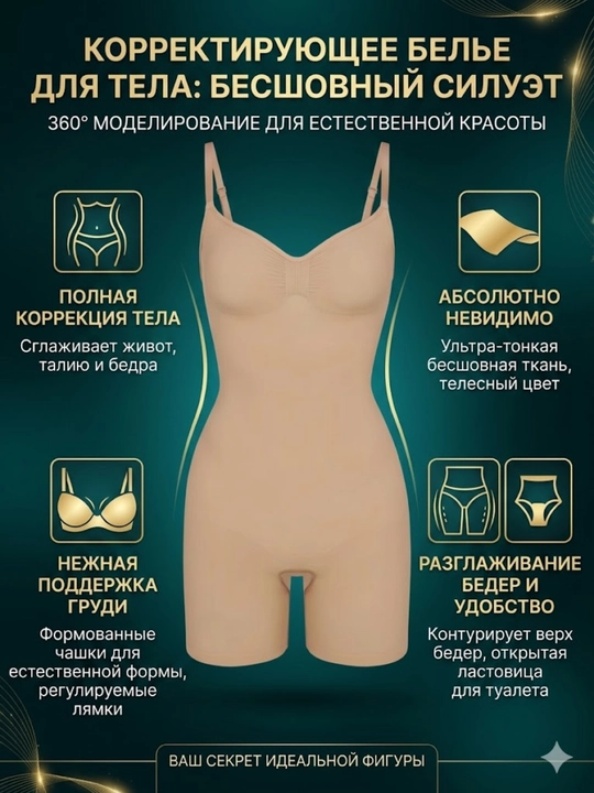 Корректирующее боди SKIMS Seamless Sculpt Mid-Thigh Bodysuit - 