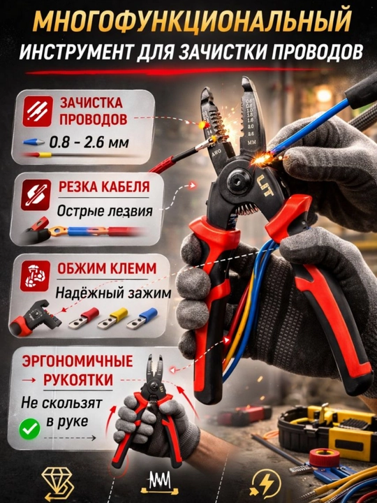 Набор инструментов, плоскогубцы, мультитул, сменные насадки, кейс для хранения, 5 в 1
