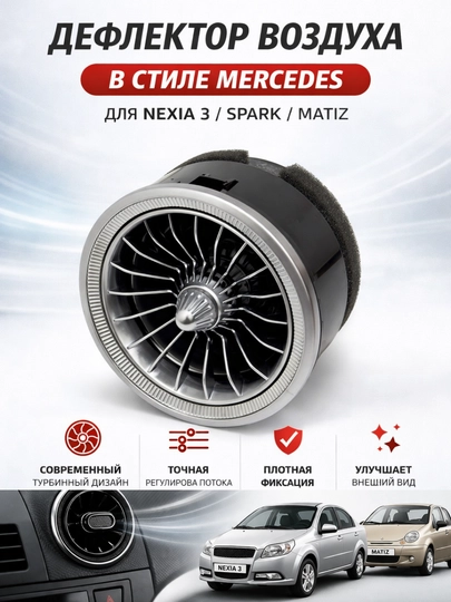 Воздушный дефлектор в стиле MERS для Nexia 3 и Spark Matiz, белый, черный, 1 шт — AVTZPCH-DEFLIKTOR-СЕРМЕТ