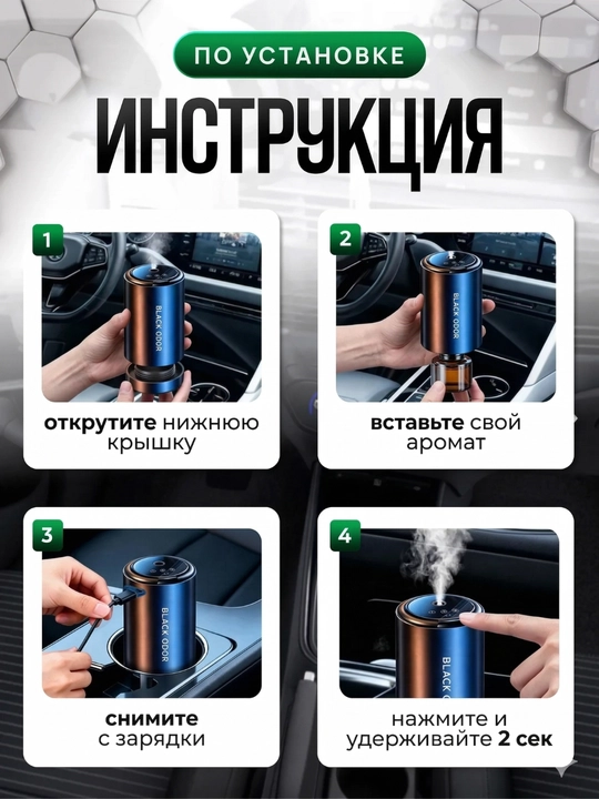 Ароматизатор для автомобиля, BLACK ODOR с 3 аромата