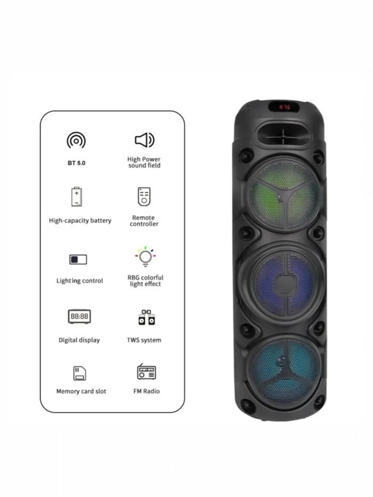 Karaoke kolonka ZQS8308, simsiz mikrofon, pultli, RGB yorug'lik, Bluetoothli