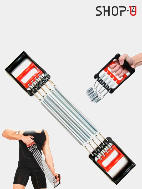Ko‘p funksiyali prujinali / rezinali espander, uyda mashq qilish uchun fitnes trenajyor