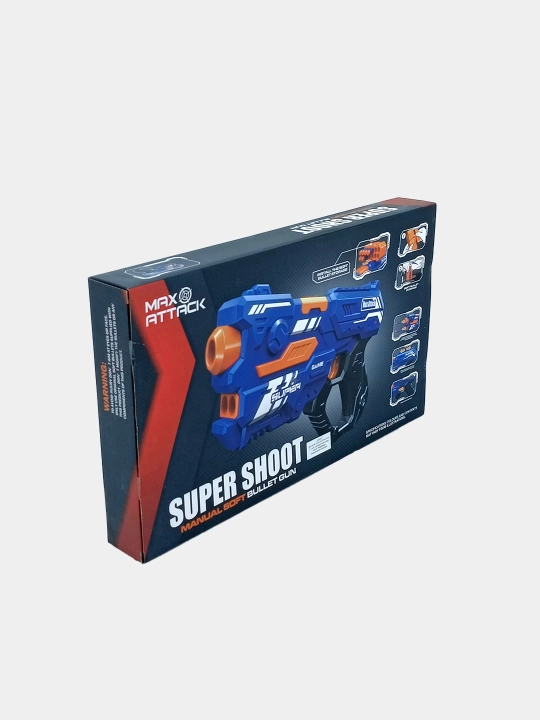 Blaster Max Attack  Shoot, yumshoq o'qlar, qo'lda, ko'k