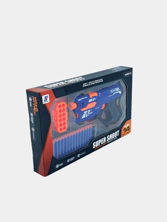 Blaster Max Attack  Shoot, yumshoq o'qlar, qo'lda, ko'k