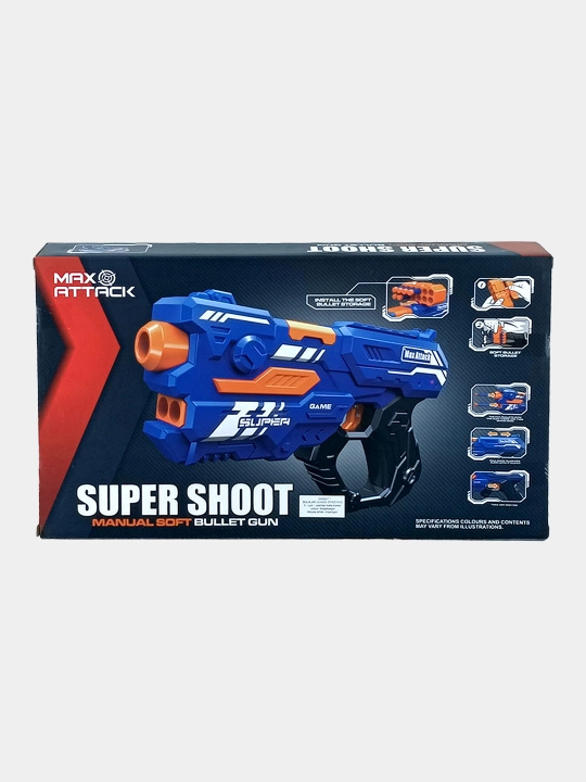 Blaster Max Attack  Shoot, yumshoq o'qlar, qo'lda, ko'k