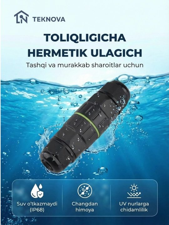 Suv o'tkazmaydigan ulagich TEKNOVA IP68 kabel konnektor 0.08–10 mm²
