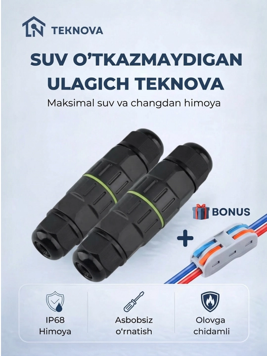 Suv o'tkazmaydigan ulagich TEKNOVA IP68 kabel konnektor 0.08–10 mm² - 