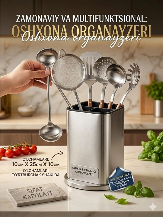 Pichoqlar, vilkalar pichoqlari va oshxona anjomlarini saqlash uchun oshxona tashkilotchisi - 