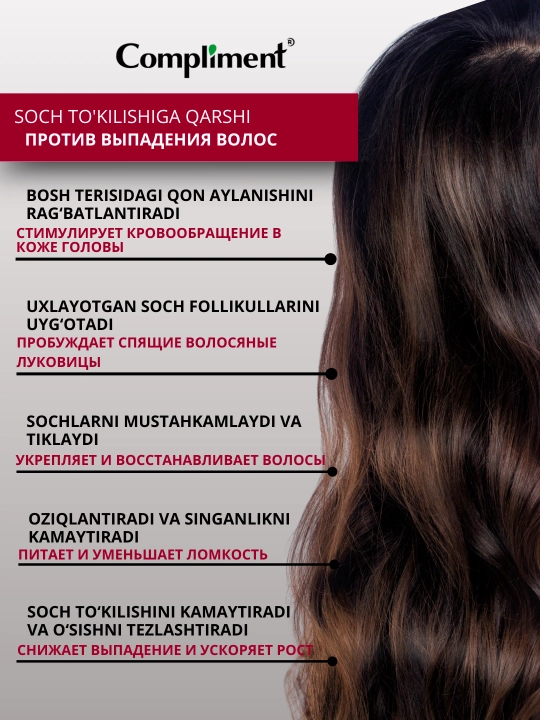 COMPLEMENT soch ucun tiklovci va ozqlantiruvchi maska quruq va shikastlangan sochlar uchun