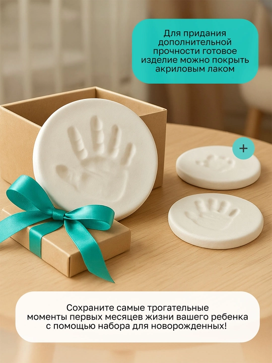 Зефирная глина для создания отпечатков и слепков ручек и ножек малыша, 100 гр