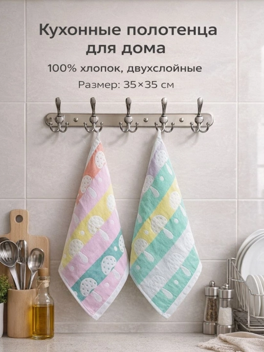 Oshxona uchun dekorativ sochiq to‘plami 2 dona, 100% paxta - 