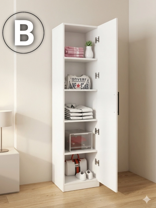 Sh 40 - 180x40x40 sm, Bir eshikli Shkaf kiyimlar va buyumlar uchun LDSP yig‘ilgan holatda