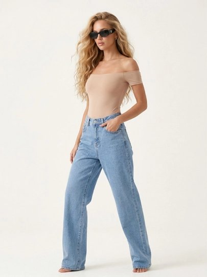 Джинсы женские, широкие джинсы оверсайз, на рост до 173 см - EllyFashion