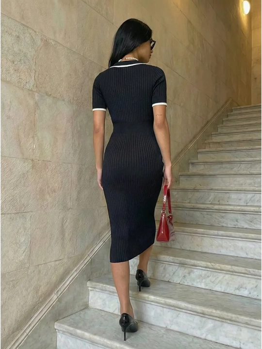 Ayollar elegant vintaj ko'ylagi, polo uslubidagi trikotaj ko‘ylak, bahor va yoz uchun
