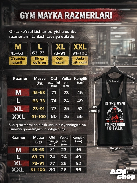 GYM Erkaklar uchun mayka, sport mayka, formani ochib ko'rsatuvchi, mativatsiya uchun