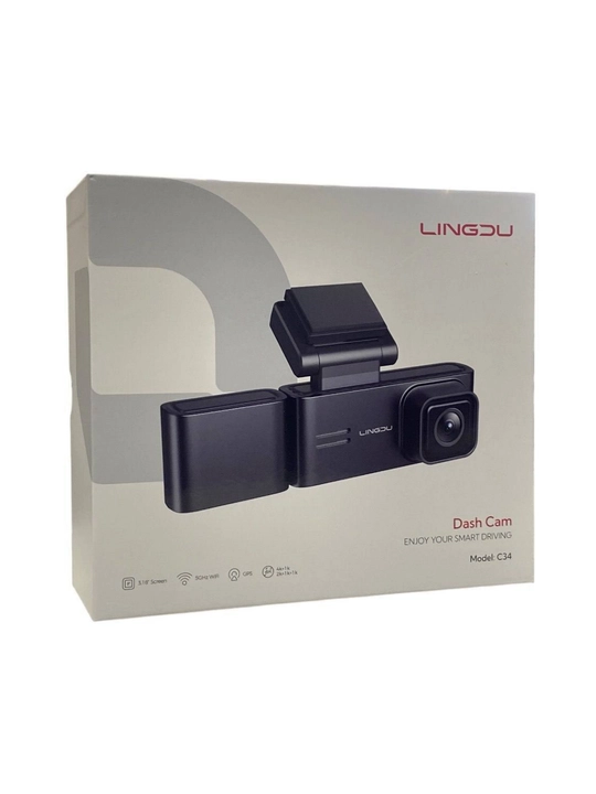 Видеорегистратор LINGDU Dash Cam C34 с экраном 3.18 дюйма, 3 камерами 4K/2K/1080P, с WiFi
