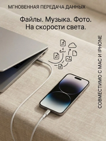 USB-C to Lightning Cable 1m — быстрая и безопасная зарядка 🍏