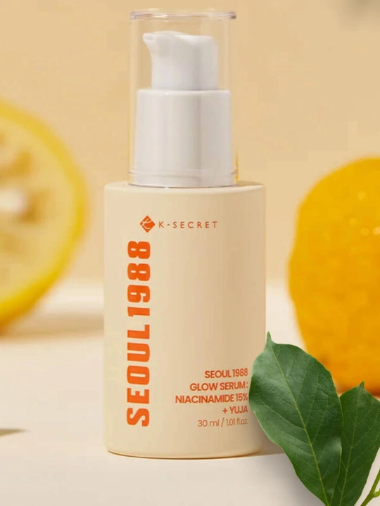 K-SECRET kapsulali tiniqlashtiruvchi zardobi Seoul 1988 Glow Serum: Niacinamide 15% + Yuja