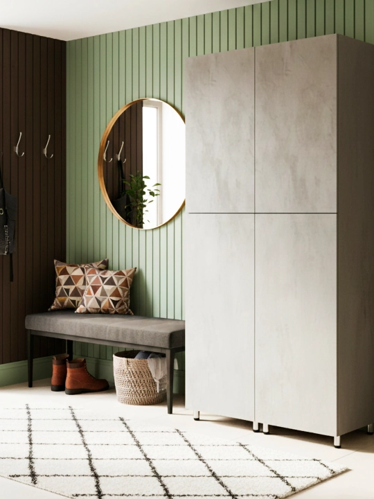 Ofis, yashash xonasi, yotoqxona yo'lak uchun katta 250×130×50 kulrang loft shkafi, shkaf