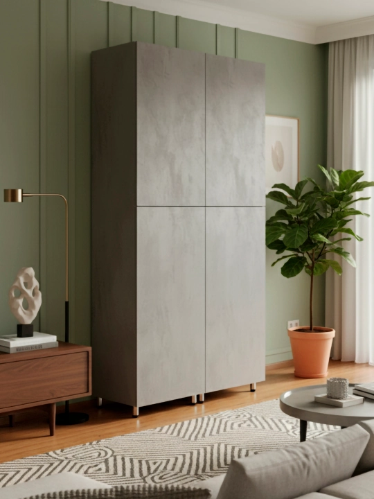 Ofis, yashash xonasi, yotoqxona yo'lak uchun katta 250×130×50 kulrang loft shkafi, shkaf