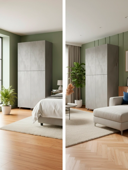 Ofis, yashash xonasi, yotoqxona yo'lak uchun katta 250×130×50 kulrang loft shkafi, shkaf