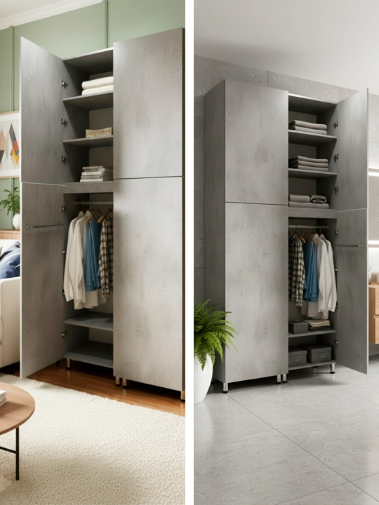 Ofis, yashash xonasi, yotoqxona yo'lak uchun katta 250×130×50 kulrang loft shkafi, shkaf