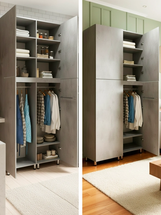 Ofis, yashash xonasi, yotoqxona yo'lak uchun katta 250×130×50 kulrang loft shkafi, shkaf