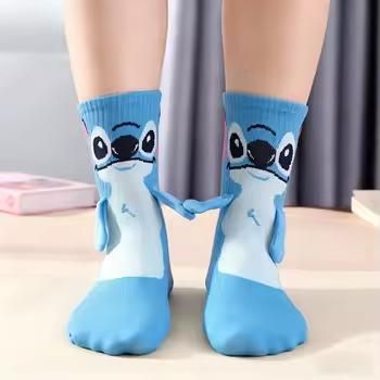 Магнитные парные носки с дизайном Stitch, для женщин и мужчин  36-42