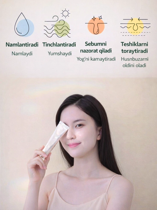 Namlaydigan krem Nature Aqua Squalane – terini tiklovchi va poralarni toraytiruvchi