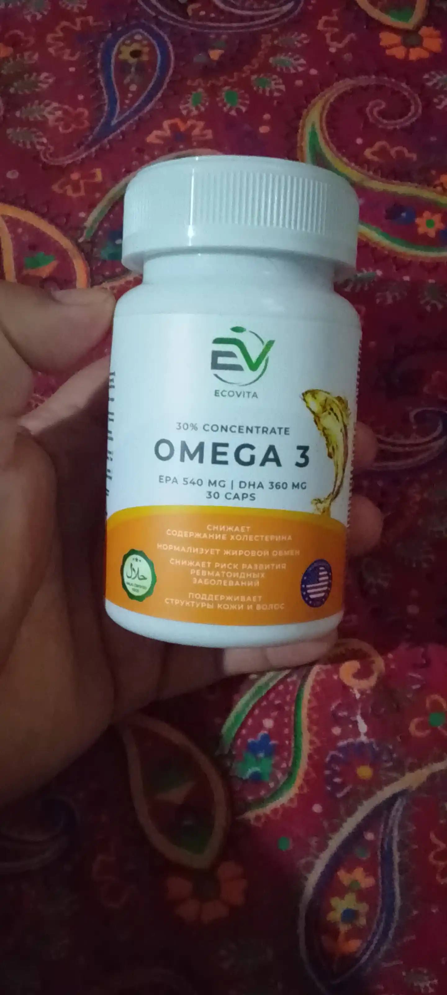 Baliq yog‘i Омега-3 DHA 360 mg ECOVITA— yurak, miya va bo‘g‘imlar uchun, 30/100 kapsula