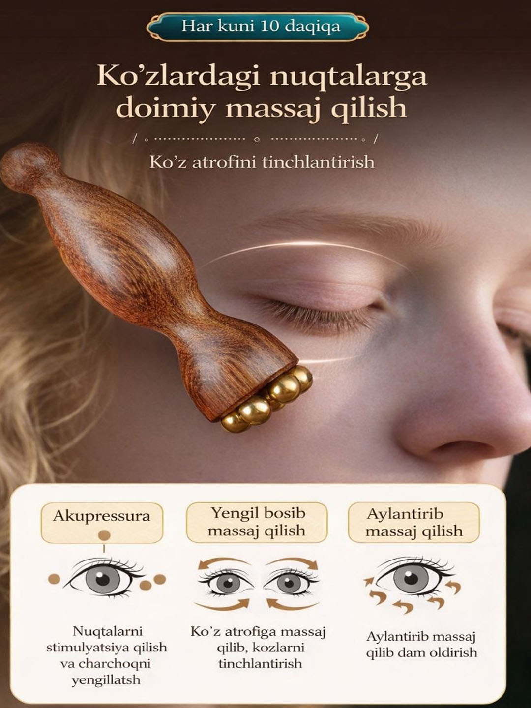 Yog‘och uqalash asbobi taroq, bosh uqalash, yuz uqalash, uqalash apparati