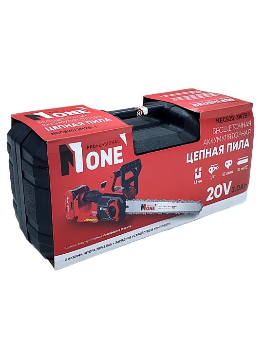 Akkumulyatorli zanjirli arra NUMBER ONE NECS20/3M2B-1 PROfessional, cho‘tkasiz, 20V, 3.0Ah