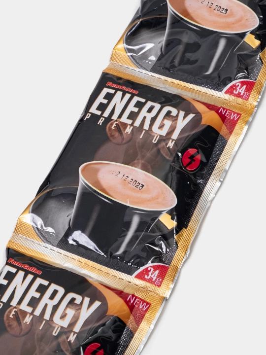 Растворимый кофе 3в1 Energy зерна из Бразилии, блок 20 шт х 34г, бодрящий