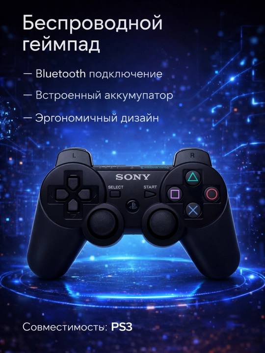 Bluetooth Joystik DualShock 3, Playstation 3 uchun kontroller, simsiz geympad - 