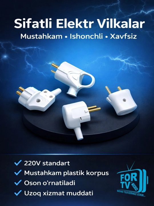 Elektr simi uchun vilka xavfsiz va ishonchli, 250V/16A