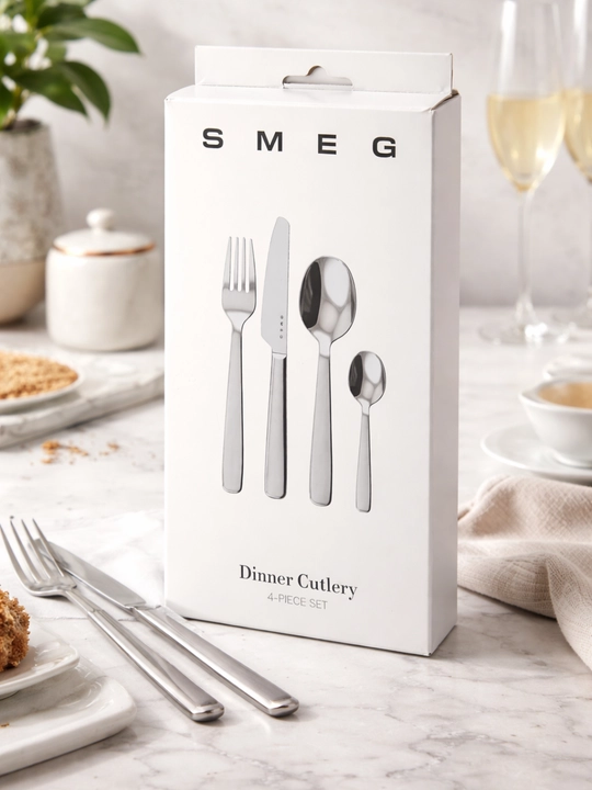 Кухонный столовый набор SMEG (ложка, вилка, нож и чайная ложка. Нержавеющий материал) - 