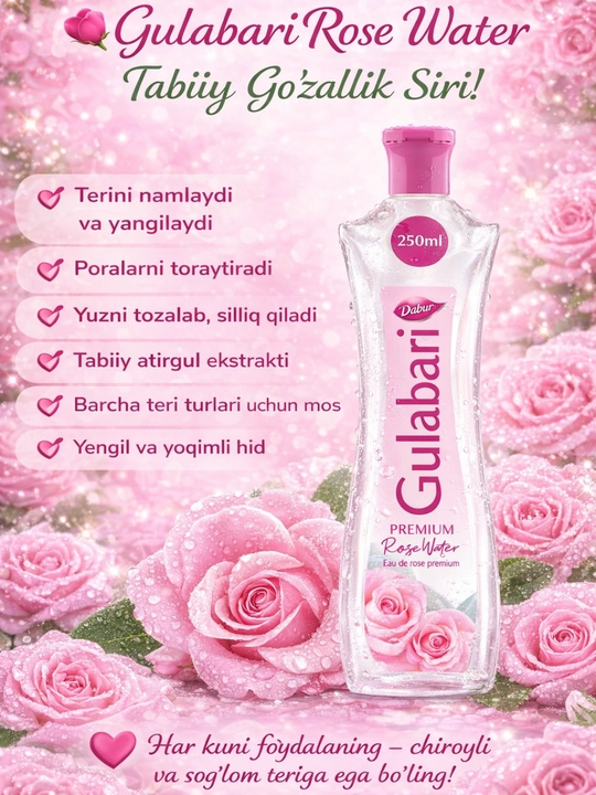 Gulabari Rose Water – Tabiiy Go‘zallik Siri - 